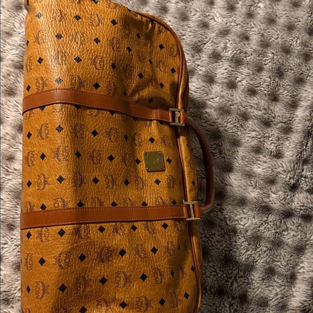 MCM Brown Visetos Monogram Large Size Duffel Bag with Leather Trim 🔥 - Picture 7 of 16